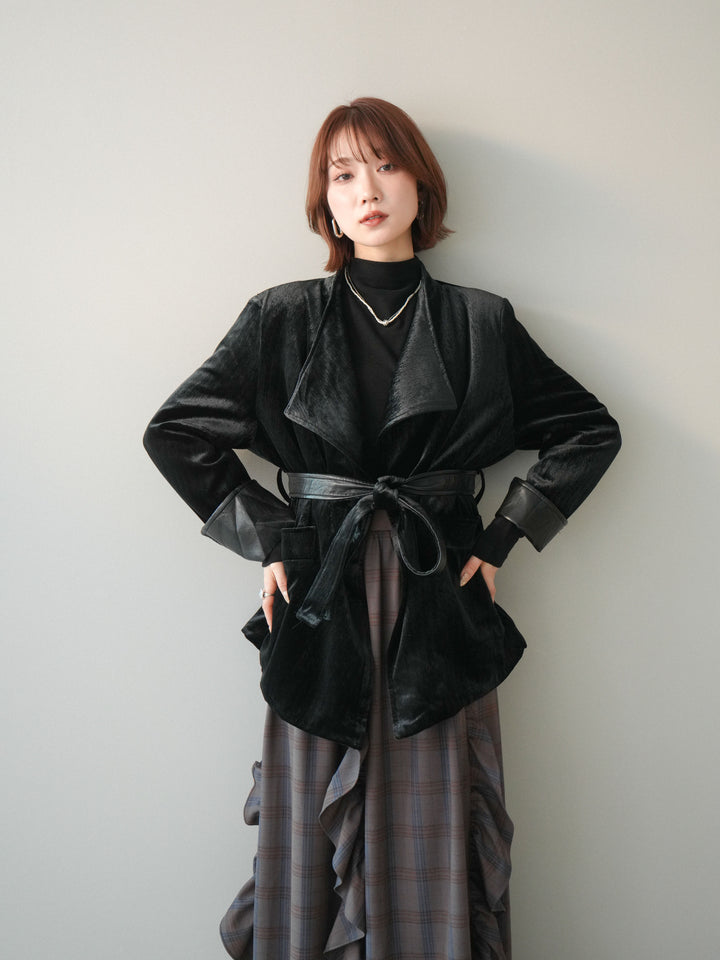 [20%オフ]ベロアガウンジャケット/black
