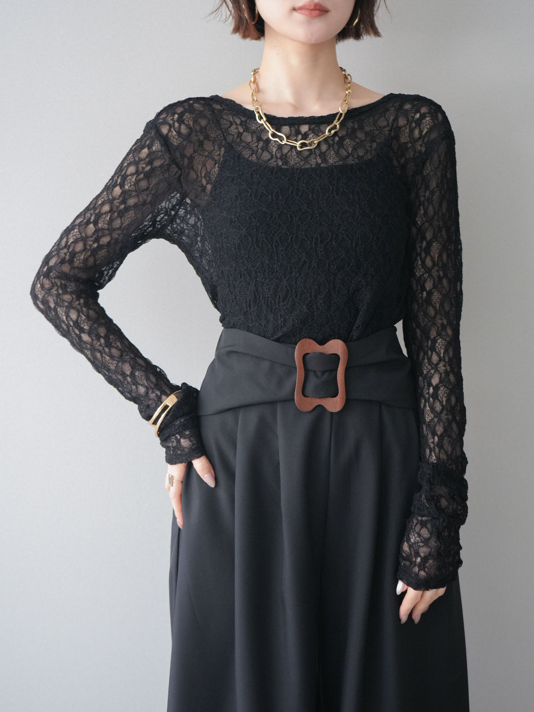 [予約]バックラウンドジャガードレーストップス/black