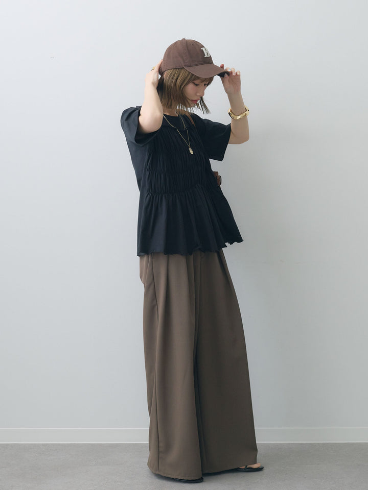[SET]クールタッチシャーリングTEE+クレープデシンタックワイドパンツ(2set)