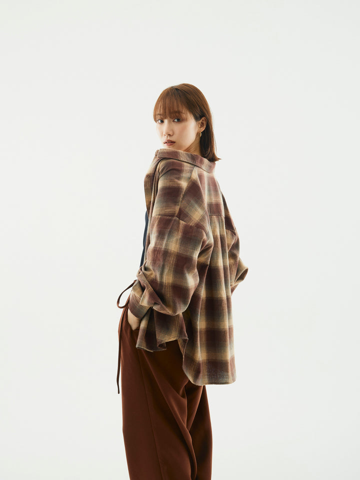 【Allure】[SET]オンブレチェックオーバーシャツ+オンブレチェックオーバーシャツ(2set)