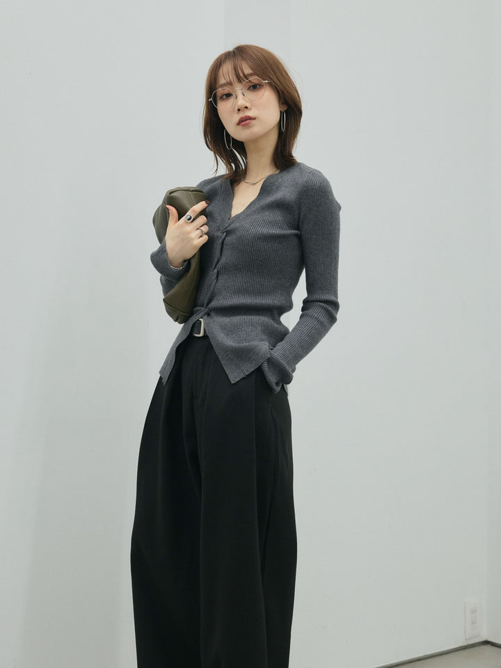 【Allure】[SET]フロントツイストリブニットトップス+フロントツイストリブニットトップス(2set)