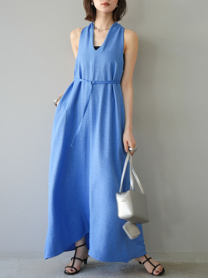 【預購】環形設計不均勻染色洋裝/藍色