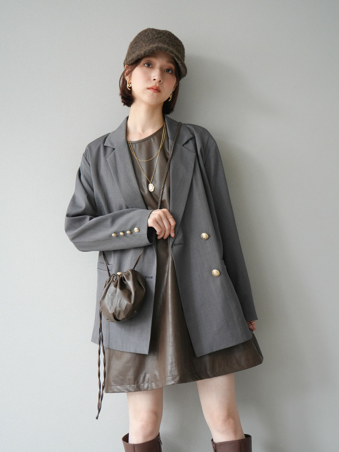 [予約]ウールタッチキャスケット/ブラック