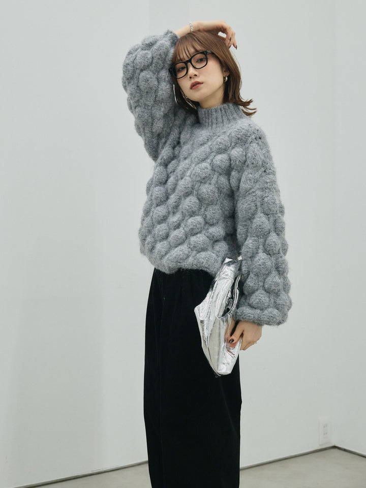 【Allure】[SET]ポップコーンハイネックニットプルオーバー+ポップコーンハイネックニットプルオーバー(2set)