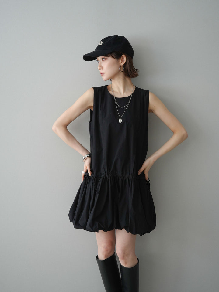 [予約]ノースリバルーンミニワンピース/black