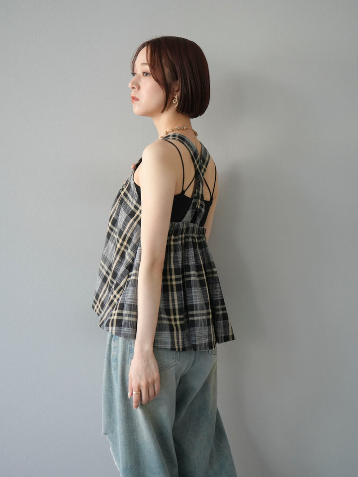 [予約]チェッククロスキャミプルオーバー/ブラック