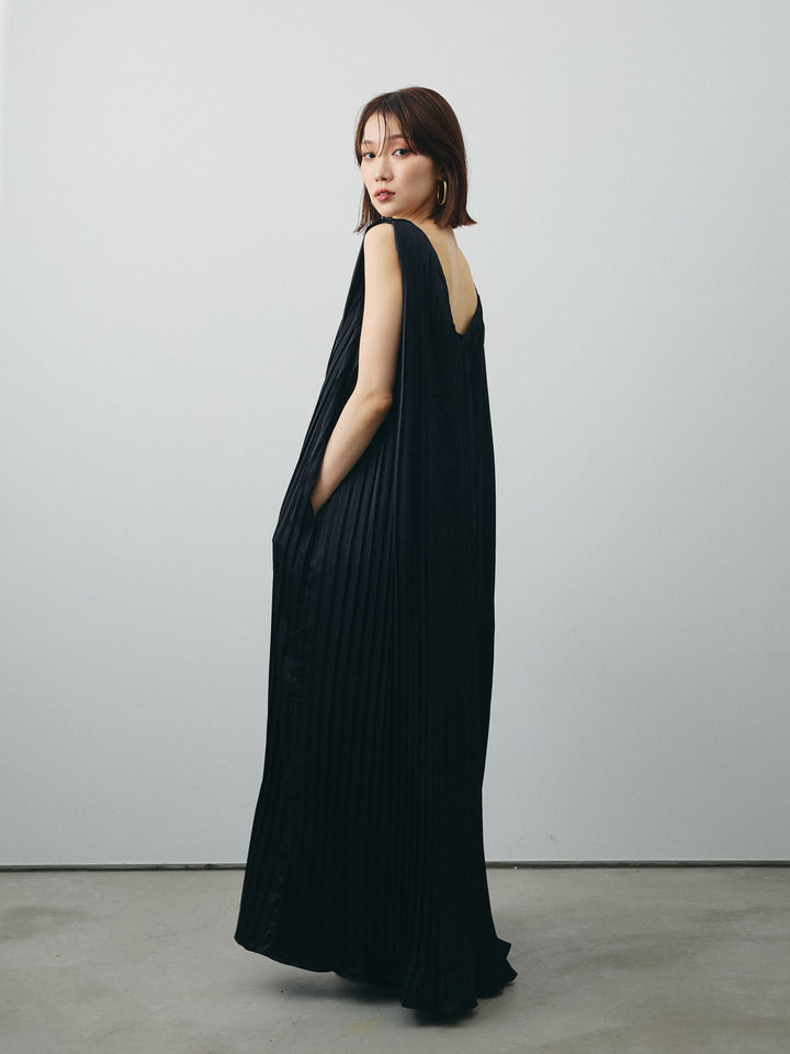 [SET] 緞面褶皺V領洋裝 + 緞面褶皺V領洋裝 (2set)