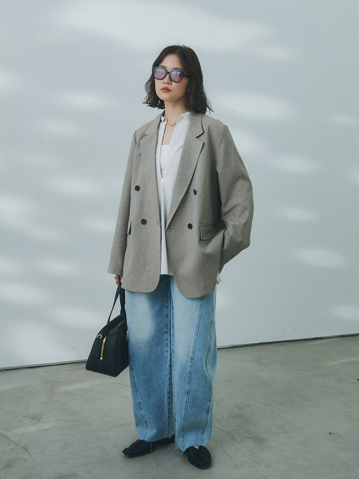 【Allure】[SET]杢調ライトテーラードジャケット+杢調ライトテーラードジャケット(2set)