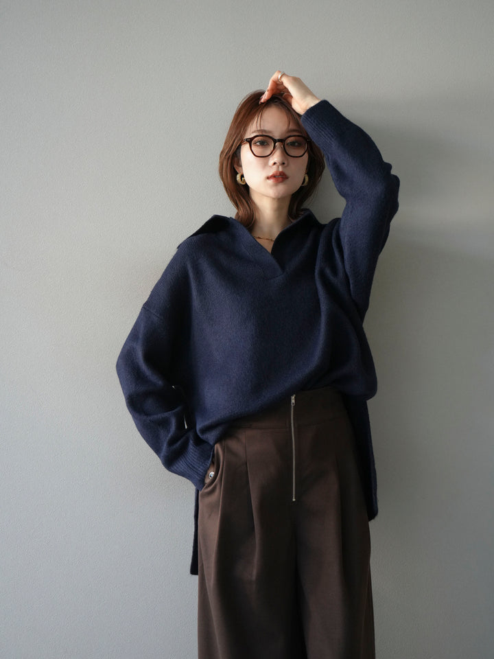 [予約]スキッパーオーバーニットプルオーバー/navy