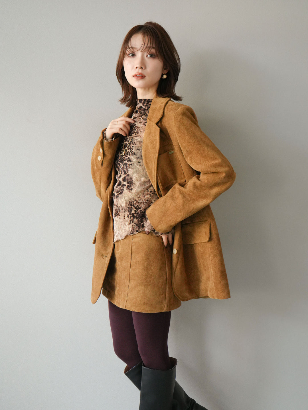 [SET]スエードジャケット＆ミニスカートSET UP(2set)