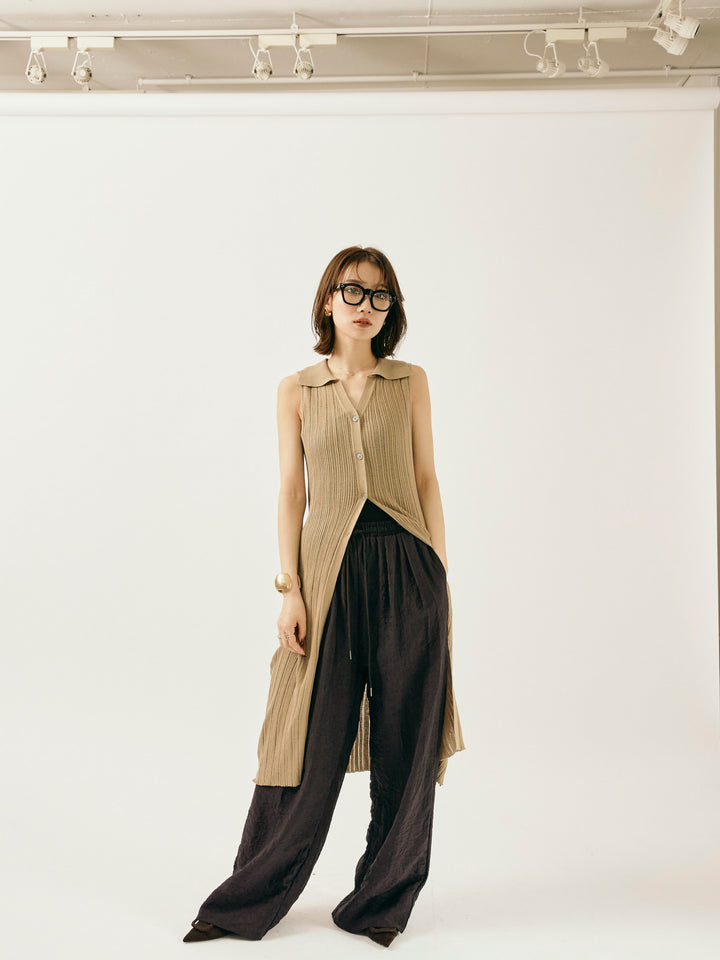 [予約]シャイニースラブシアーワイドパンツ/チャコール