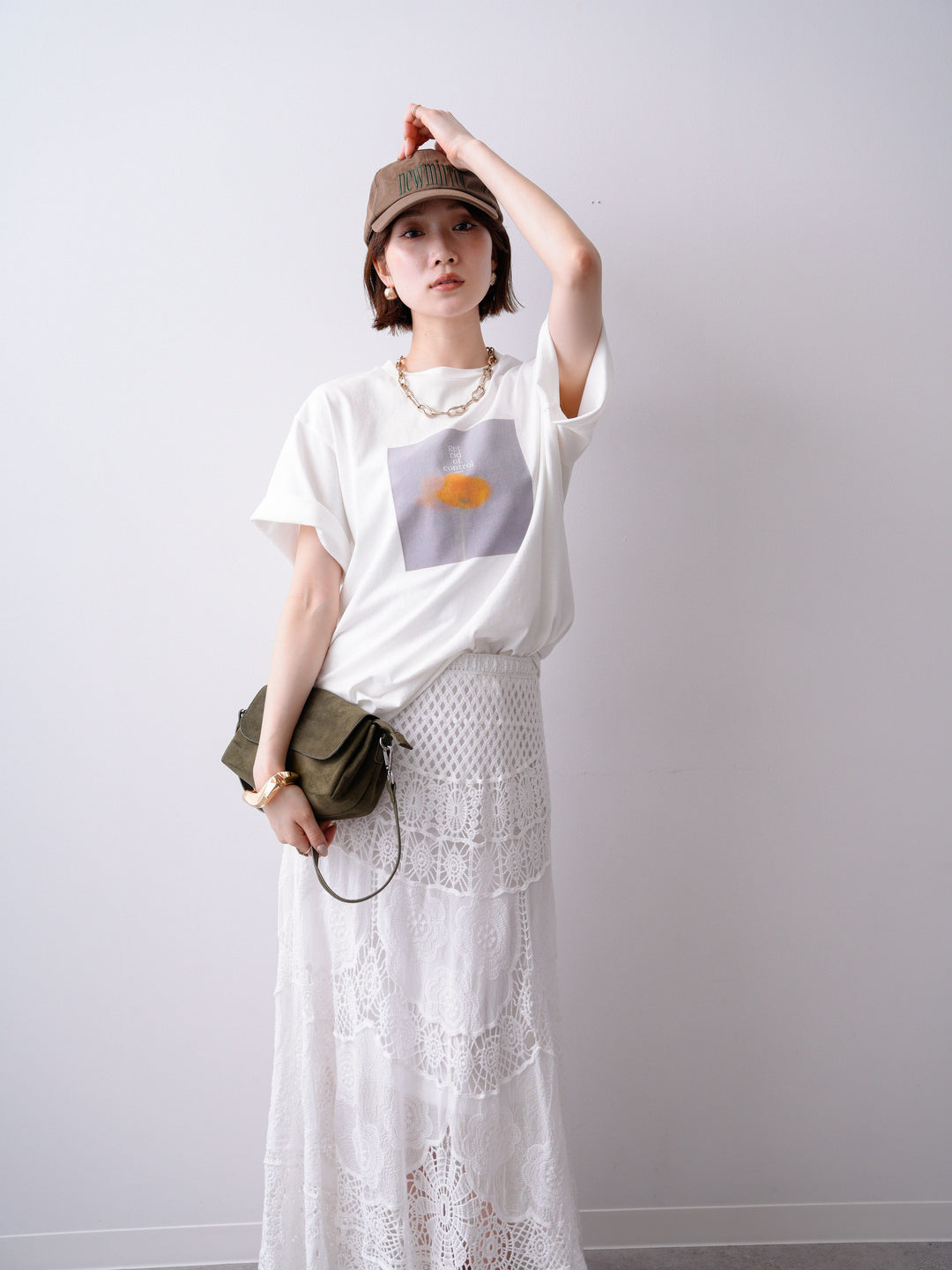 [SET]ニュアンスフローラルフォトTEE+クロシェマキシスカート(2set)