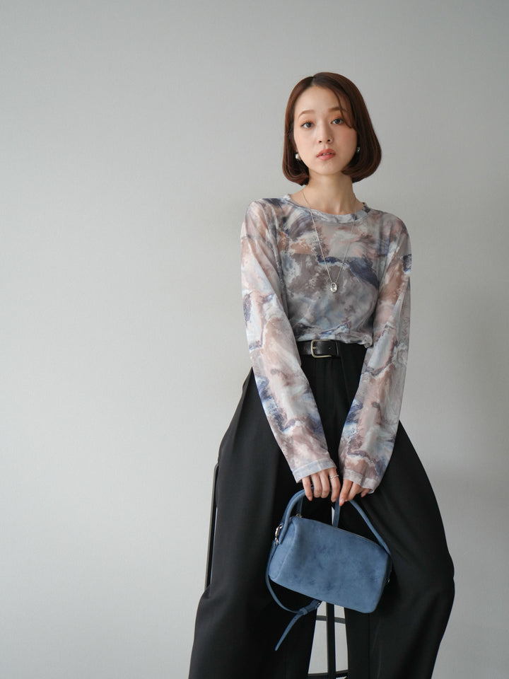 [予約]ニュアンス柄シアートップス/ブルー