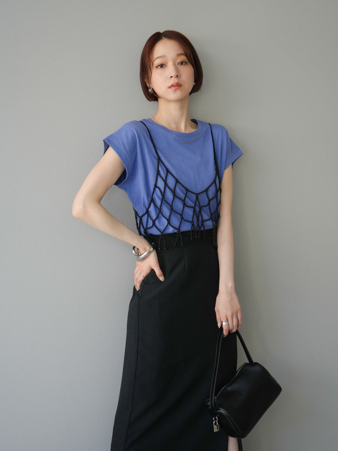 [予約]ビーズビスチェ/チャコール