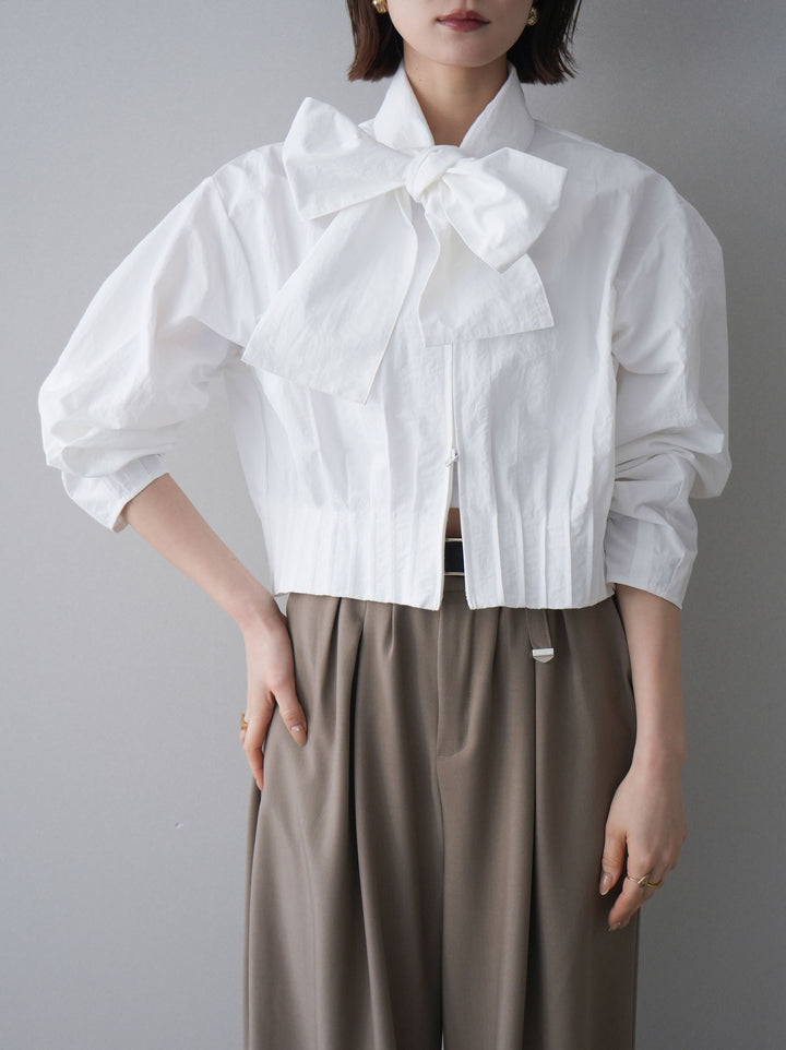 [SET]ボウタイ裾プリーツライトジャケット+選べるアクセセット(2set)