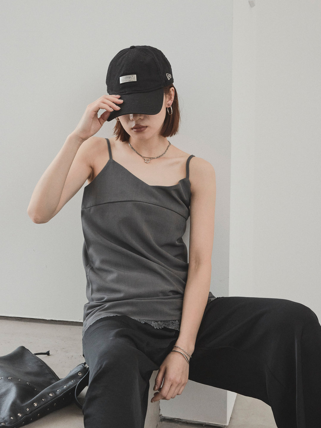 [SET]裾レース切替キャミミニワンピース+サテンイージーパンツ(2set)