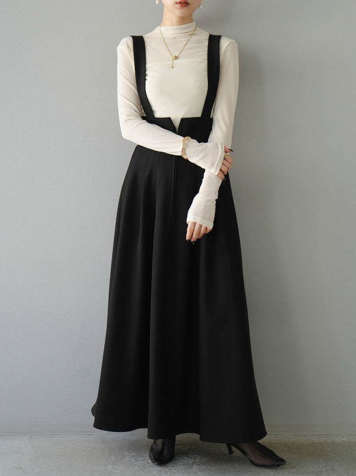 [SET]シアー切替ストレッチ長袖トップス+シアー切替ストレッチトップス(2set)