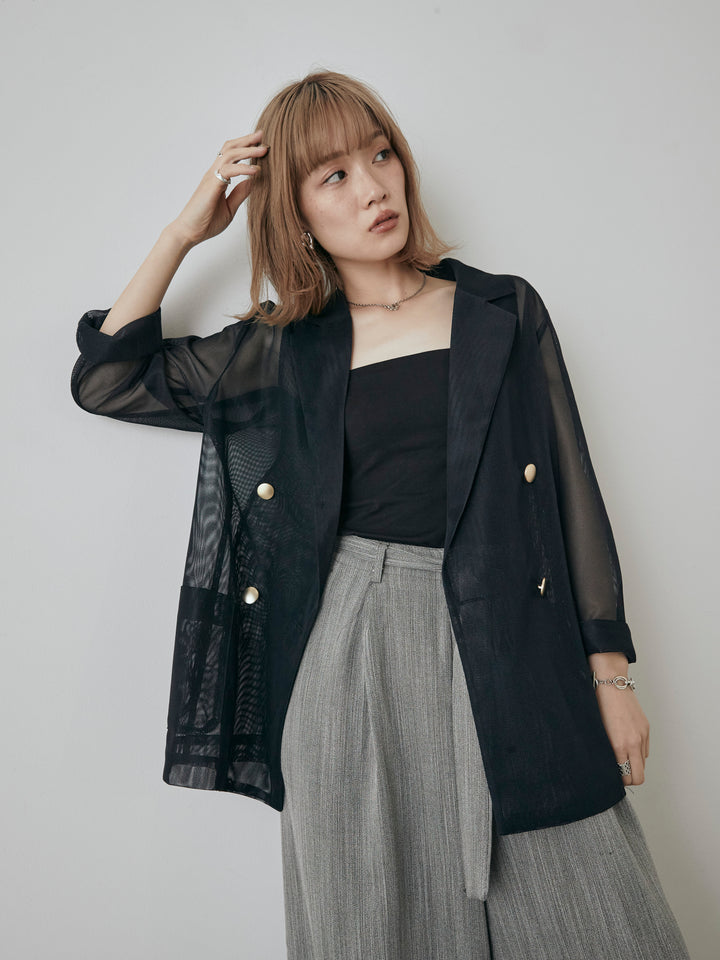 [予約]メッシュテーラードジャケット/ネイビー