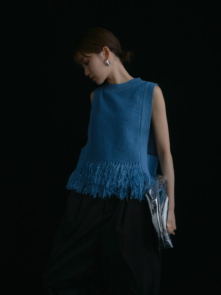 【Allure】[SET]フェザーヤーンニットベスト+フェザーヤーンニットベスト(2set)