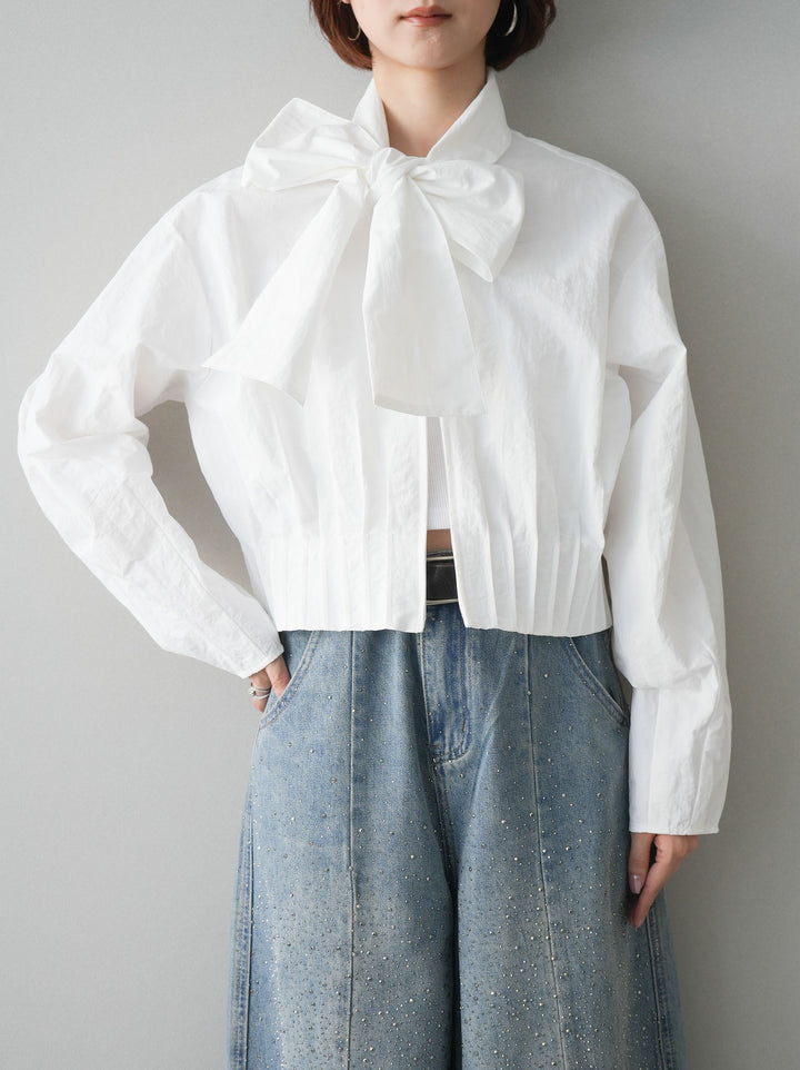 [SET]ボウタイ裾プリーツライトジャケット+ボウタイ裾プリーツライトジャケット(2set)