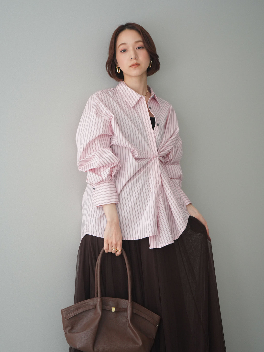 [SET]2wayルーズストライプシャツ+2wayルーズストライプシャツ(2set)