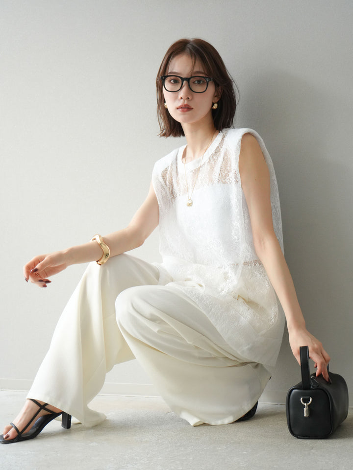 [予約]シャイニーレースプルオーバー/オフホワイト