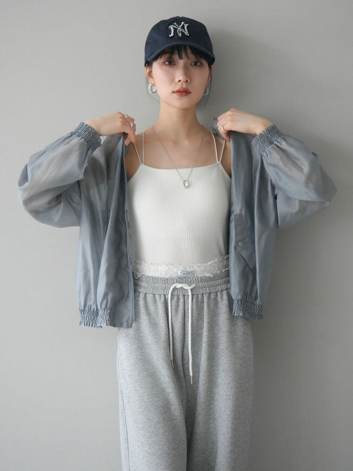 【預訂】褶襉設計透視上衣/灰色