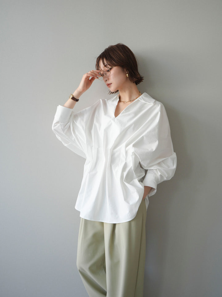 [予約]ウエストギャザースキッパーシャツ/white