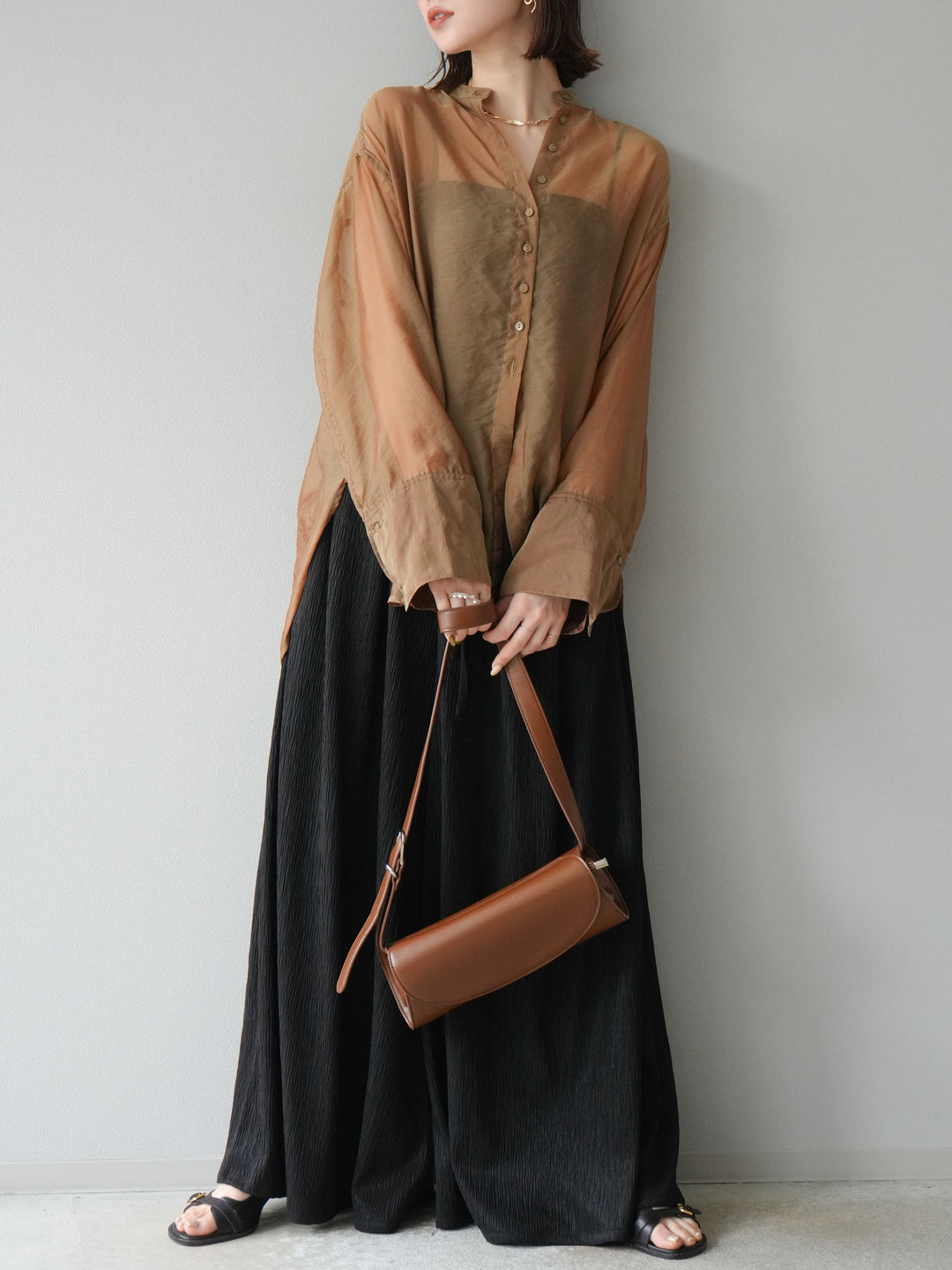 [予約]楊柳バギーパンツ/ブラック