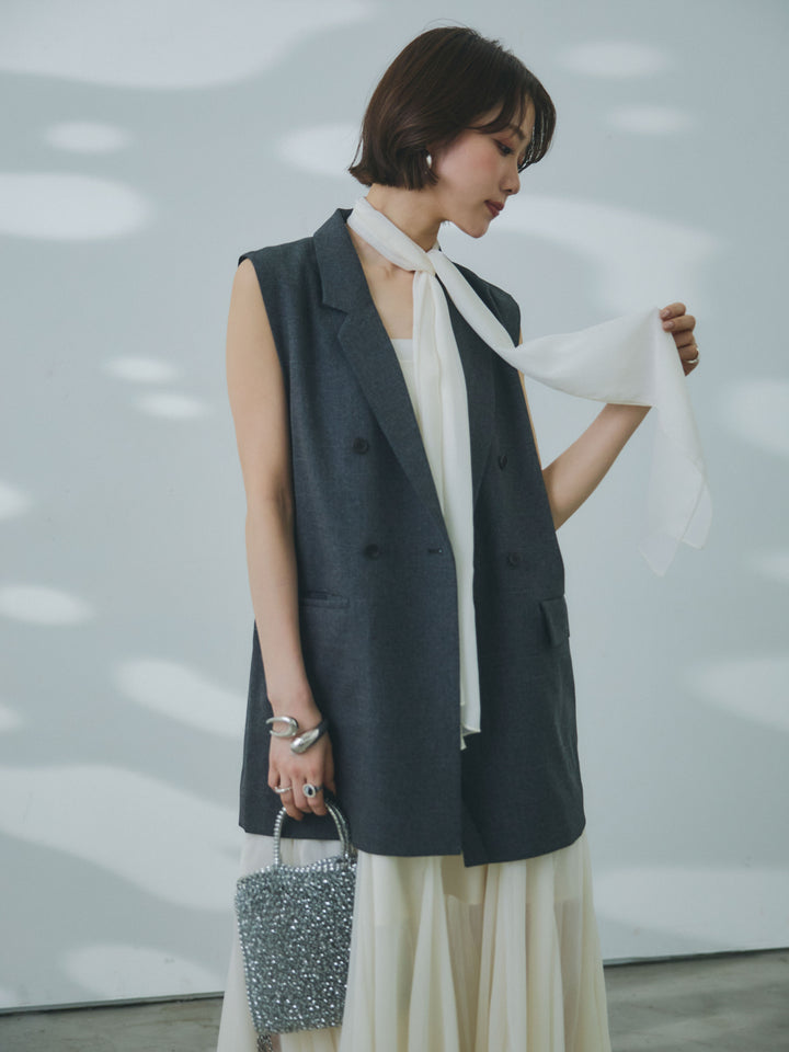 【魅力】[套裝] 蝴蝶結薄紗吊帶連身裙 + 蝴蝶結薄紗吊帶連身裙（兩件套裝）