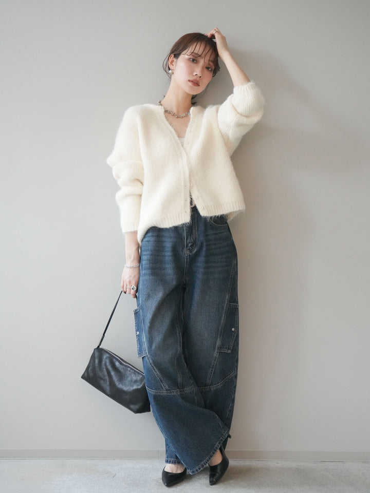 [予約]カーゴデザインコクーンデニムパンツ/navy