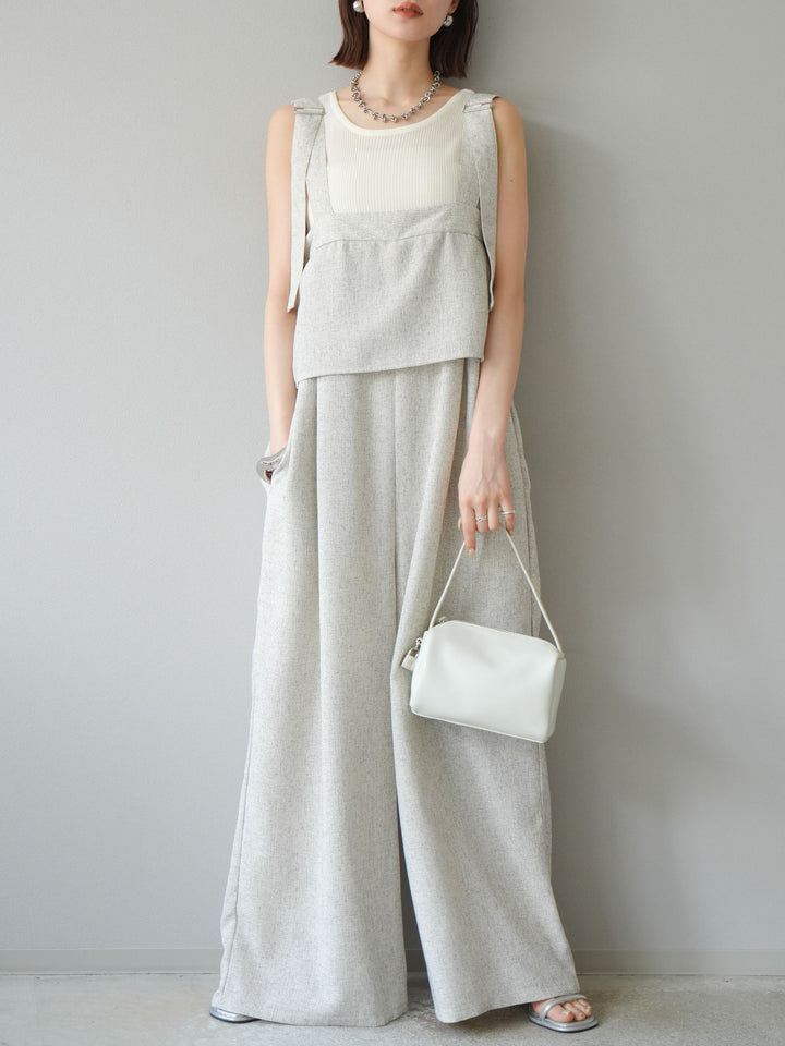 [予約]サマーツイードケープサロペット/アイボリー