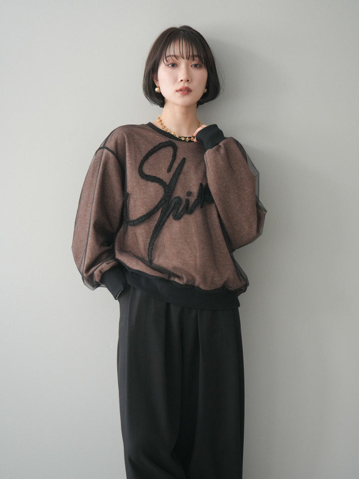 [SET]チュールレイヤードロゴスエットプルオーバー+選べるアクセセット(2set)