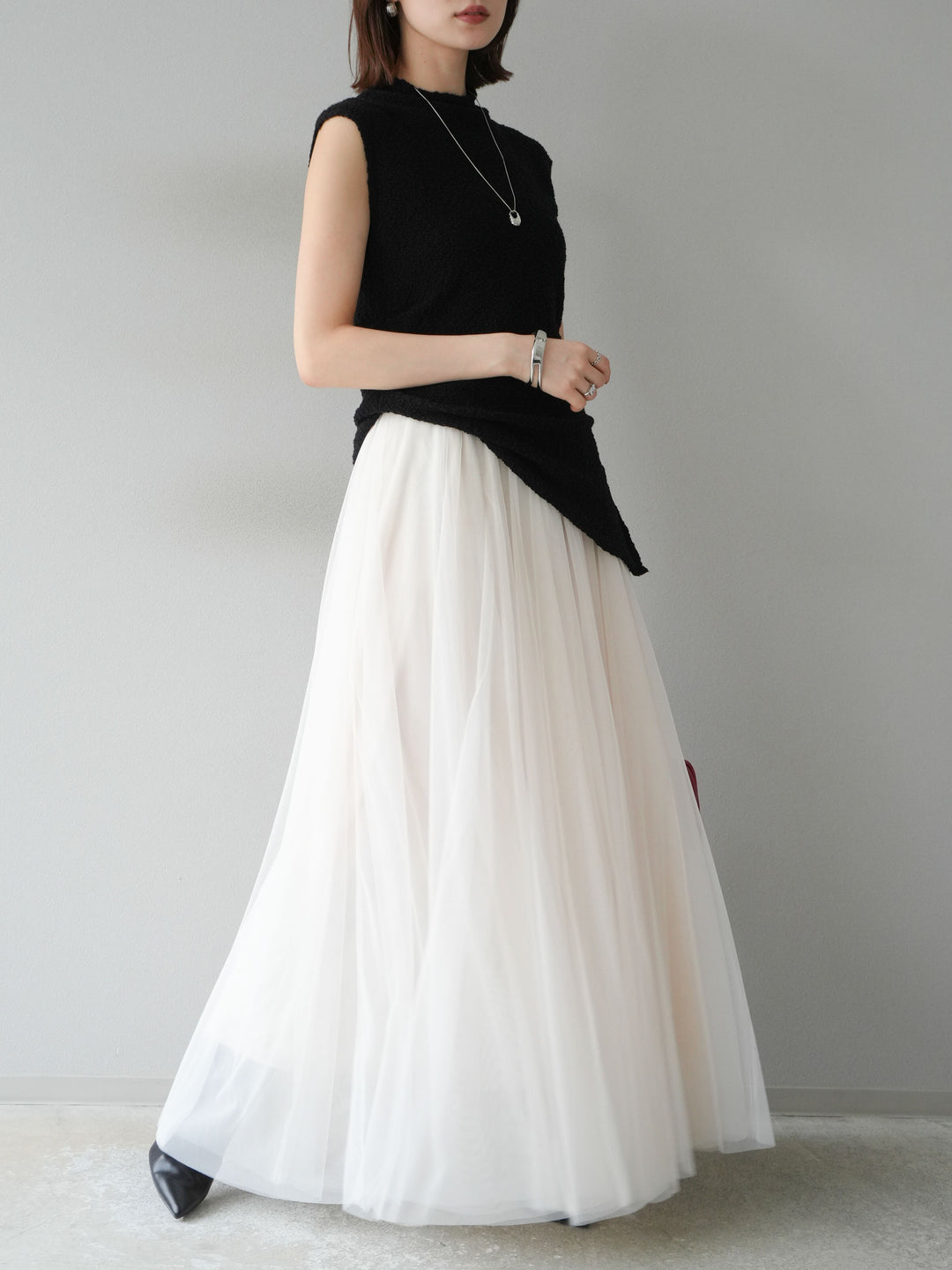 [予約]チュールボリュームスカート/アイボリー