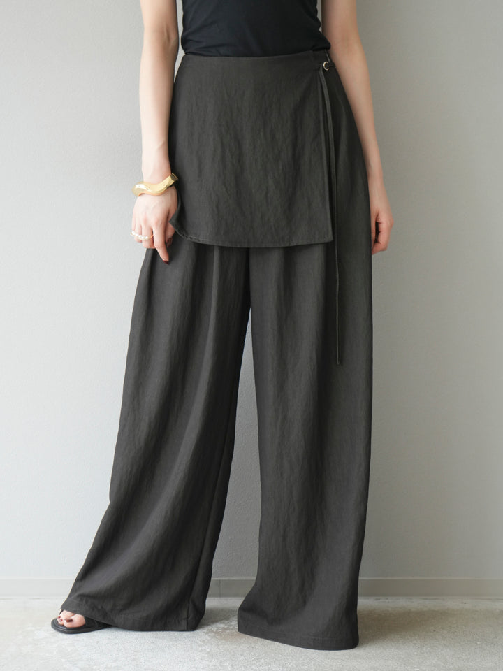 [予約]レイヤードテンセルデニムパンツ/ブラック