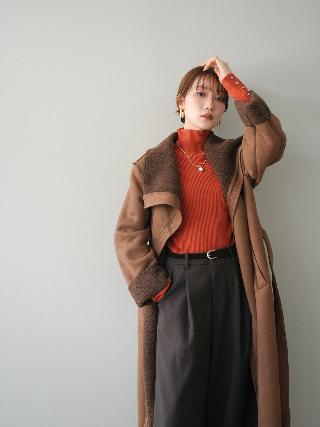 [予約]BIGカラームートンコート/brown