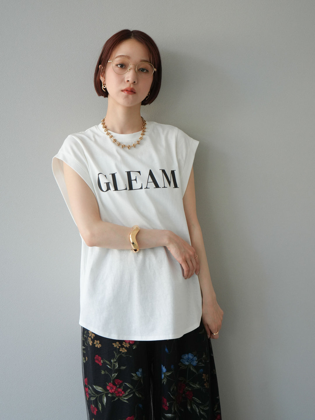 [預訂] 後標logo印花美國棉質T卹/米白色