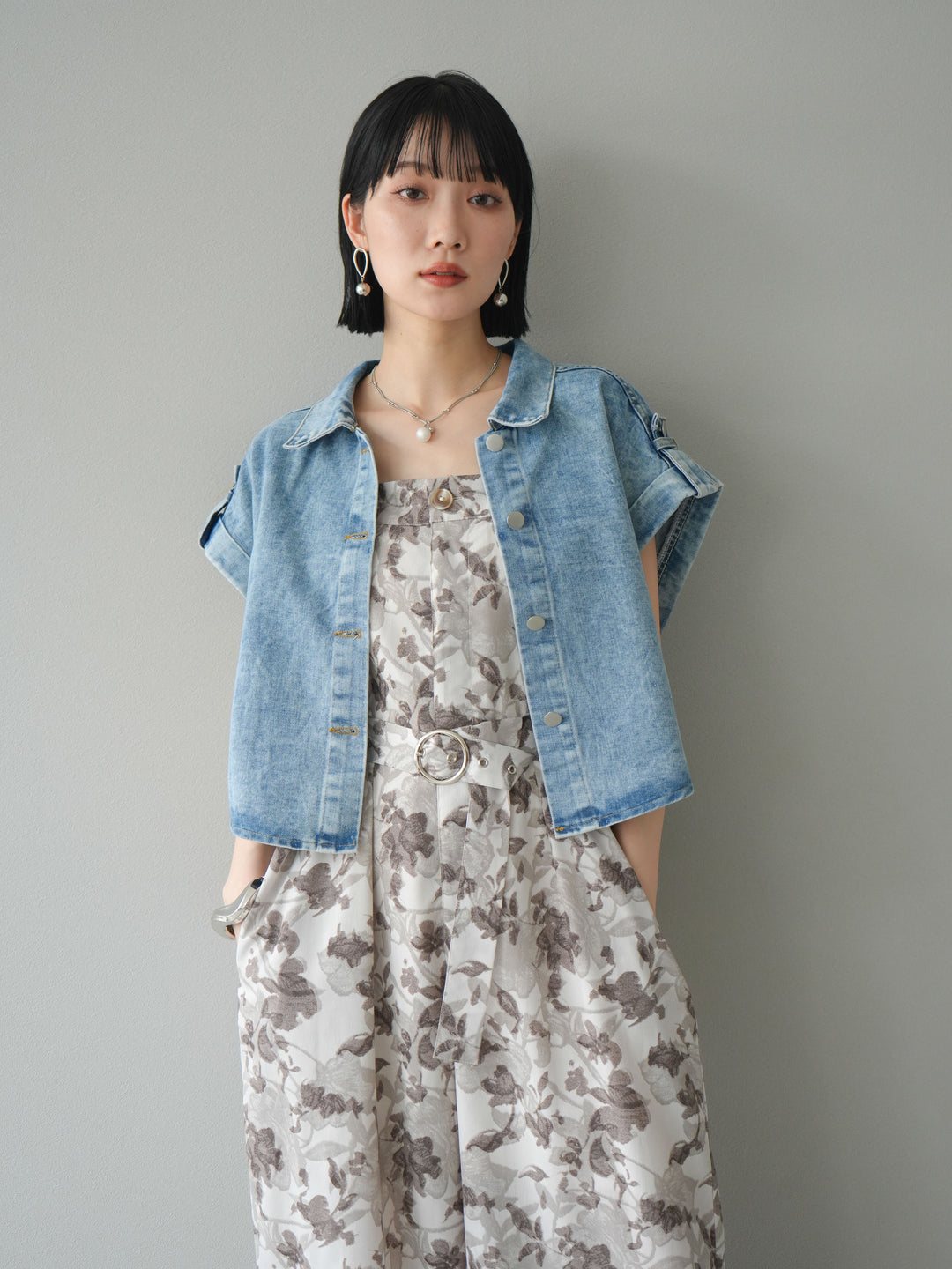 [予約]デニムショートハーフジャケット/ライトブルー