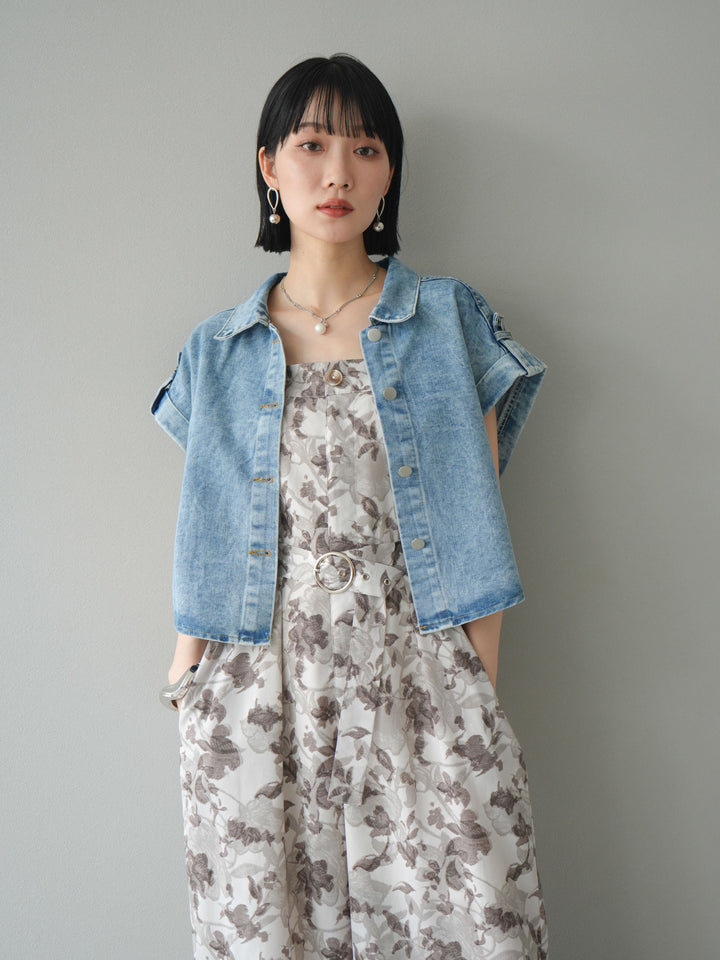 [予約]デニムショートハーフジャケット/ライトブルー