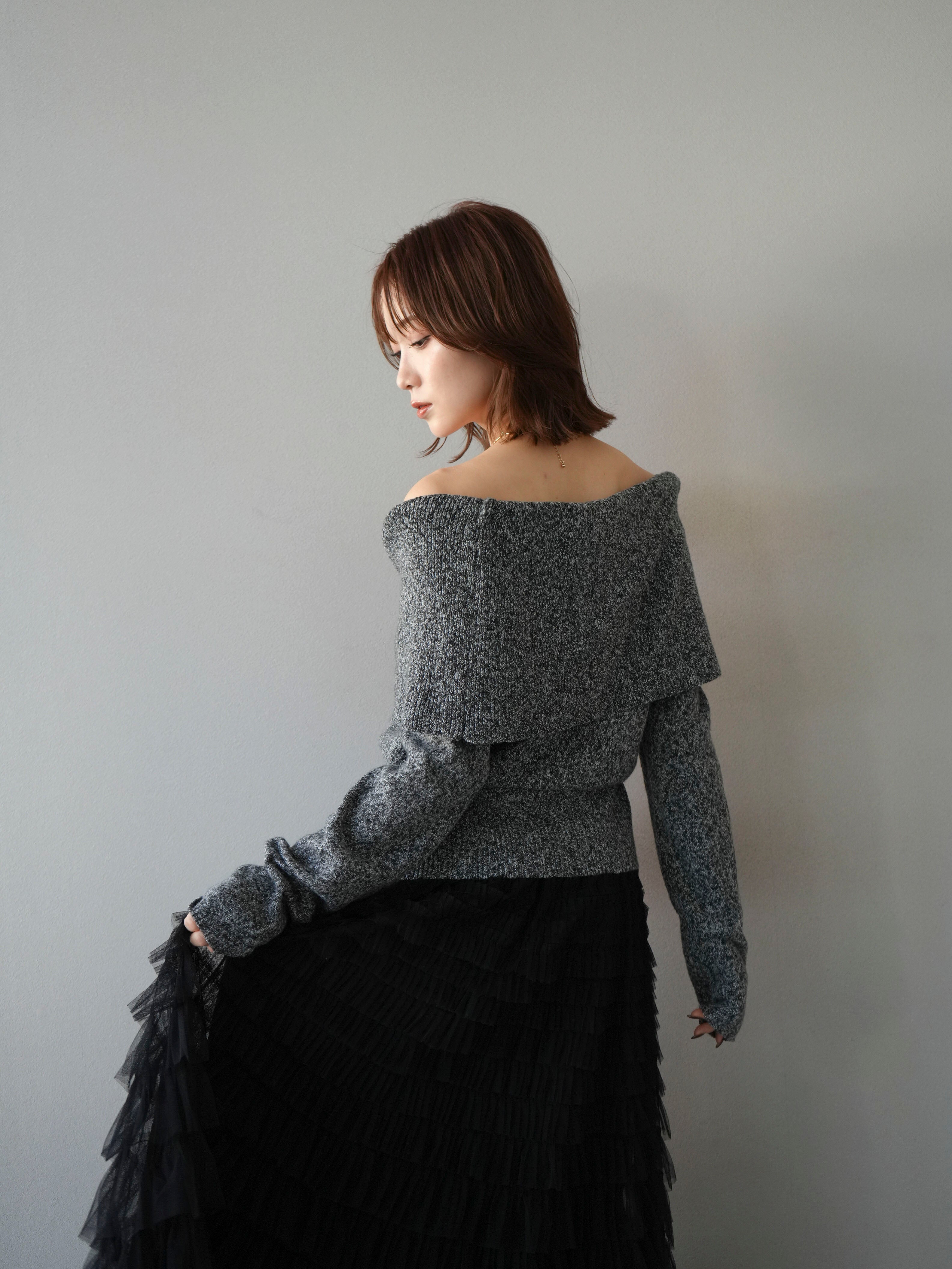 【新品】異素材オフショルニット バイカラーオフショルニット