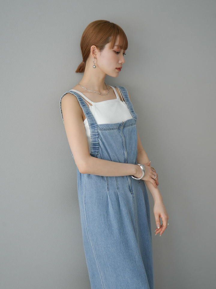 [預購] 牛仔拉鍊衛衣裙/淺藍