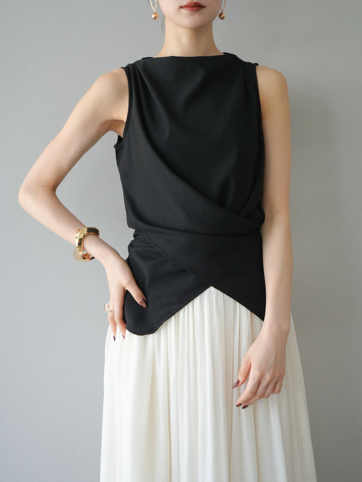 [SET]ノースリーブトップス＆シャイニーフレアスカートSET UP/(2set)