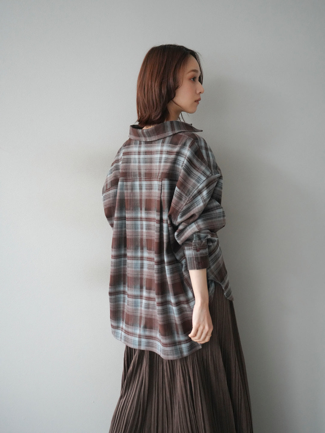 [予約]マルチウェイチェックシャツ/brownblue