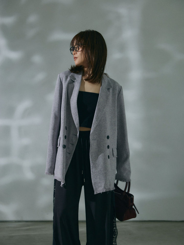 【Allure】[SET]スラブツイードフリンジテーラージャケット+スラブツイードフリンジテーラージャケット(2set)