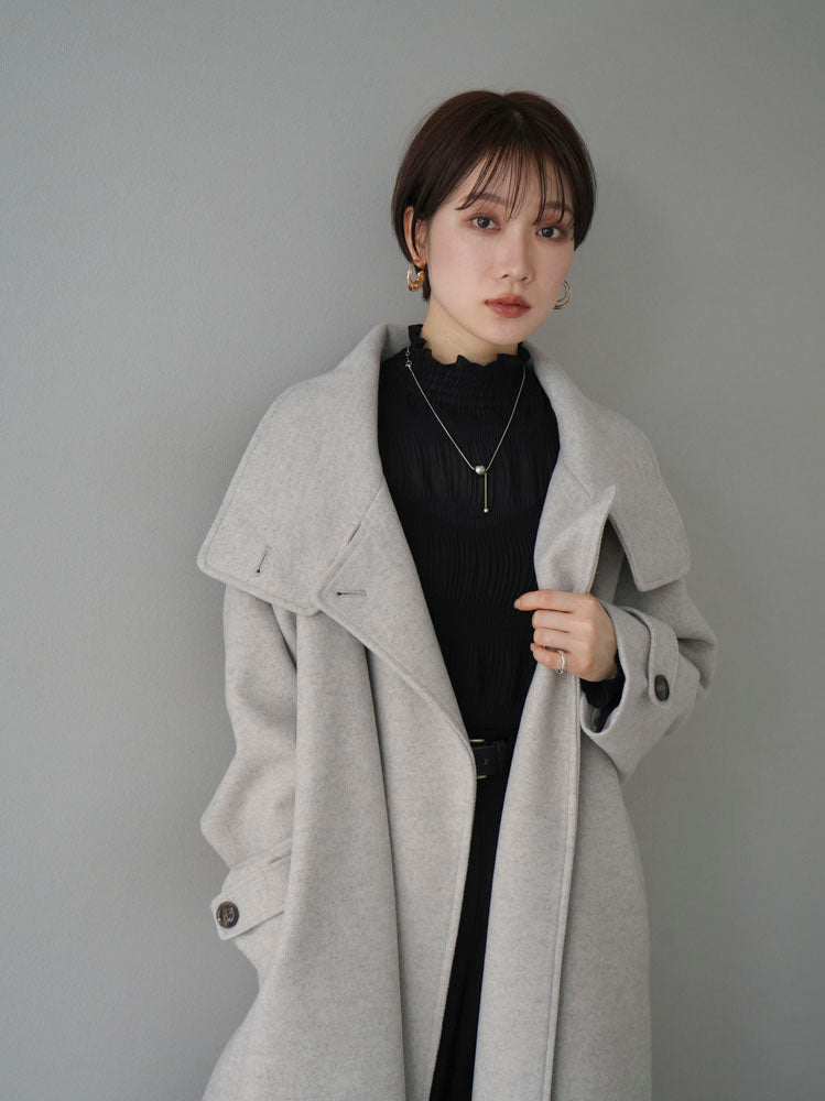 [Pre-order] Faux wool stand-up collar coat/oatmeal