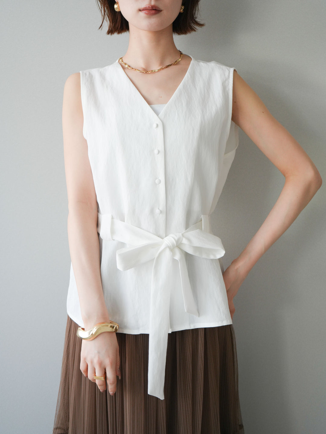 [予約]ウエストマークベスト/white