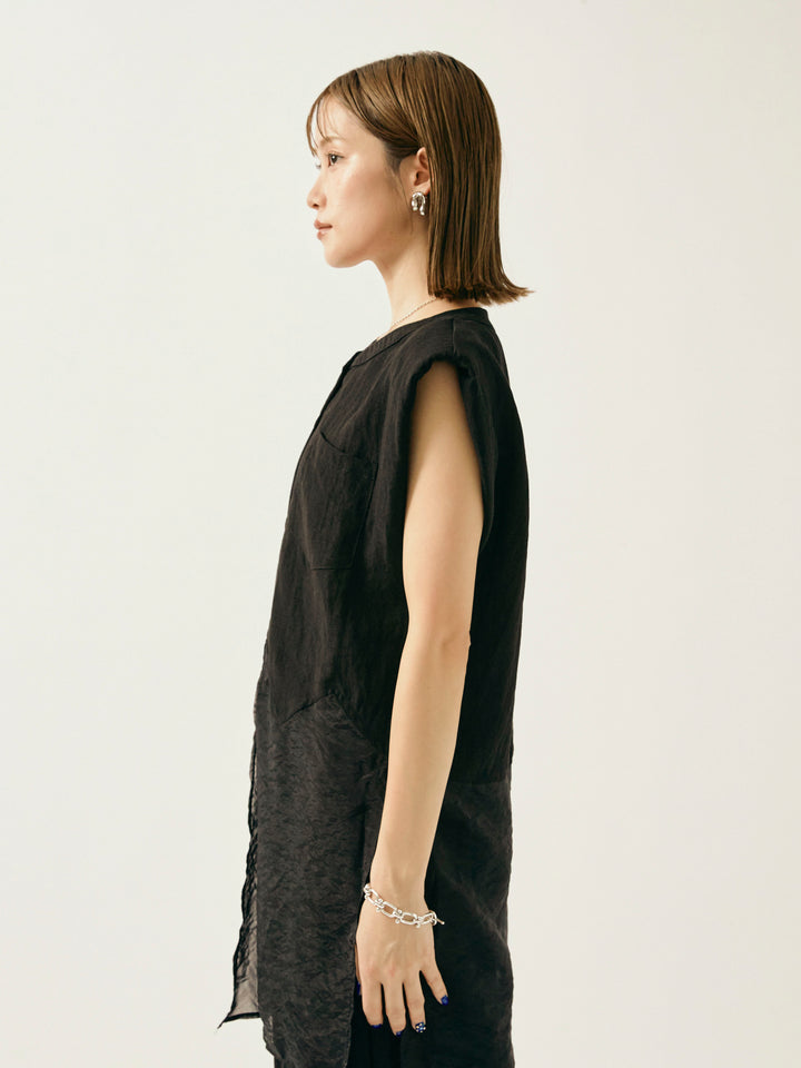 [SET]オーガンジーヘムブラウス＆ワイドパンツSET UP(2set)