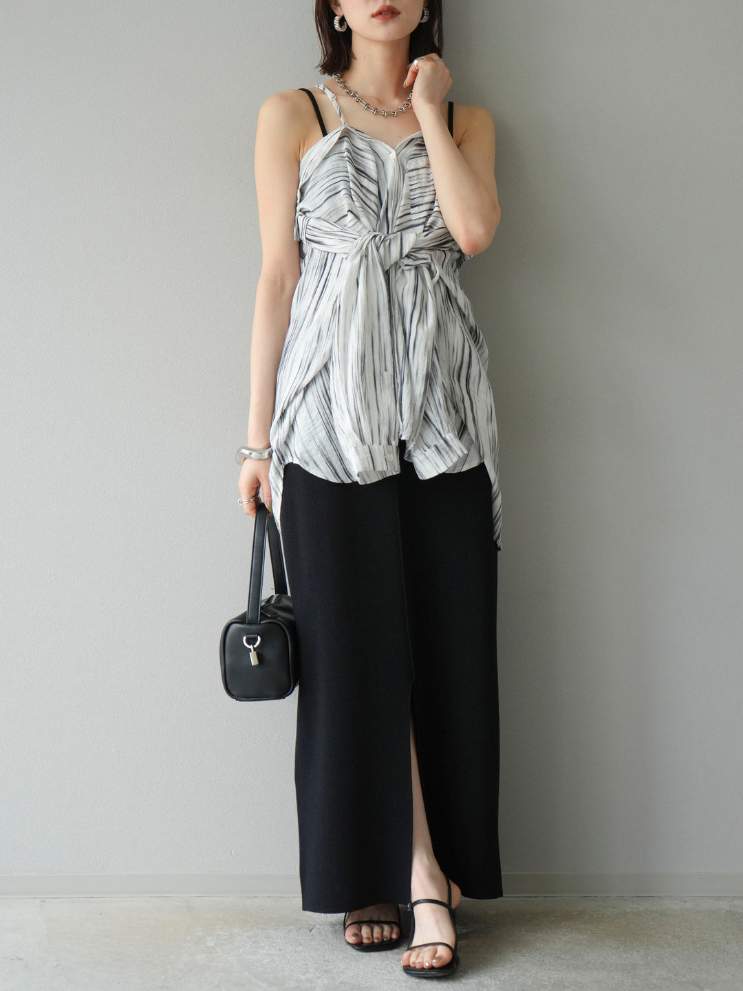 [予約]マルチWAYニュアンス柄オーバーシャツ/グレー