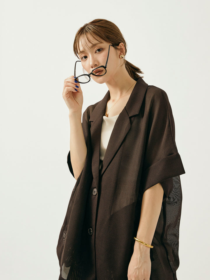 【Allure】[SET]メッシュハーフテーラードジャケット+メッシュハーフテーラードジャケット(2set)