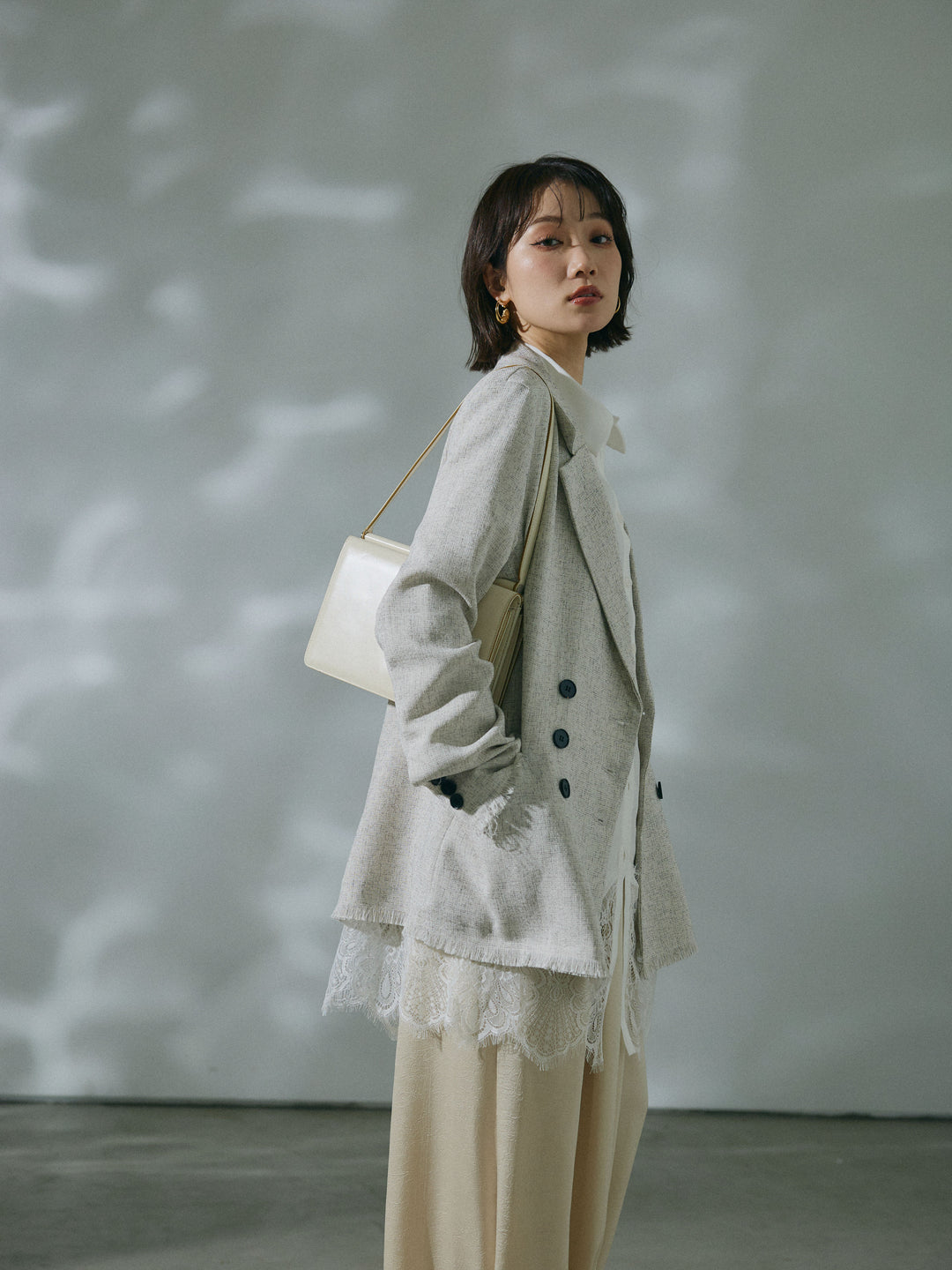 [予約]スラブツイードフリンジテーラージャケット/ivory